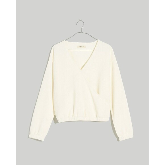 NWT Madewell Ottoman Knit Wrap Top Beige Small - Picture 4 of 13
